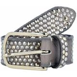 b.belt Studded riem leer taupe 85 cm