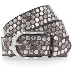 b.belt Studded riem leer taupe 100 cm