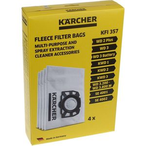 Karcher - Vliesfilterzak WD 2/3 - 4 Stuks - Scheurvast Materiaal