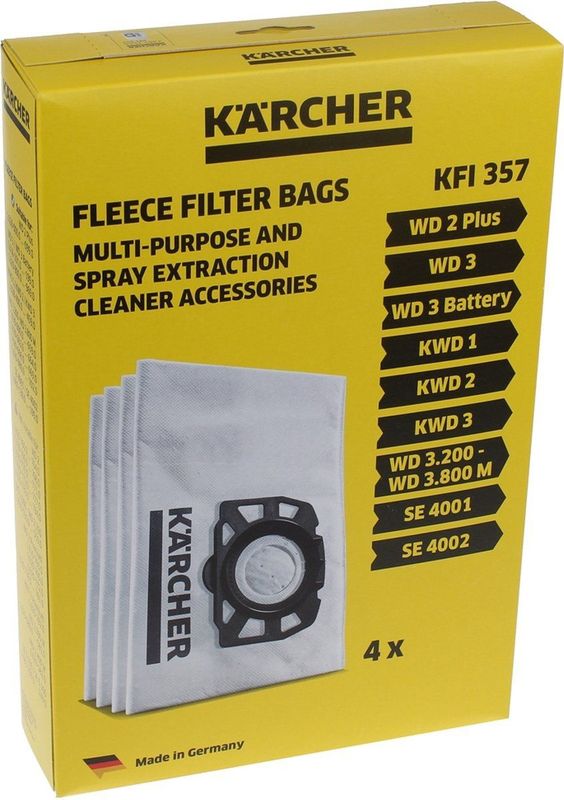 Karcher - Vliesfilterzak WD 2/3 - 4 Stuks - Scheurvast Materiaal
