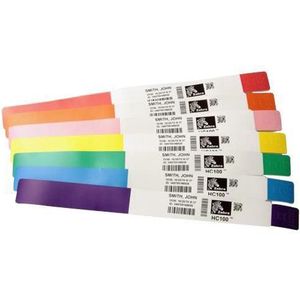 Zebra Z-Band Splash, Rood, 25x254 mm, Voor desktop printers, kern 25 mm, 350 bandjes per rol -> Per 4 rollen