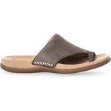 Gabor - Dames Teenslipper - Taupe - Suede - Rubber Zool