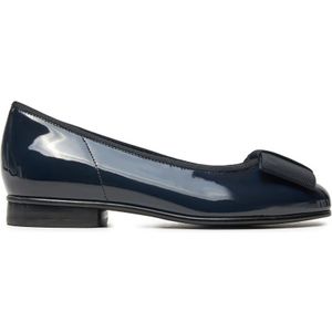 Ballerina's - Donkerblauw - Flats - Blokhak - Decoratieve Strik