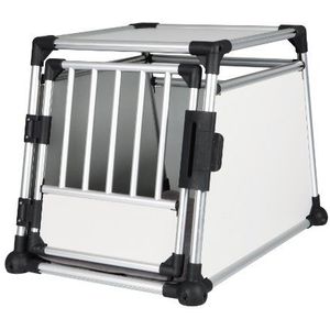 Trixie 39342 Transportbox, aluminium, M—L: 63 × 65 × 90 cm, zilver/lichtgrijs