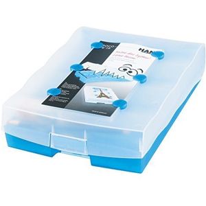 Han 9988-643 Croco 2-6-19 Kaartenbak, Leersysteem Voor Vokabels, Dankzij Vakjes Schuiven In Langdurig Geheugen, Ideaal Als Schoolbenodigdheden En Leermateriaal Single, Blauw Doorschijnend
