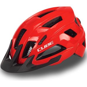 CUBE Fietshelm Steep - 49-55 cm – Maat S - All terrain helm - In-mould-constructie – Insectennetje – Afneembare zonneklep – Rood