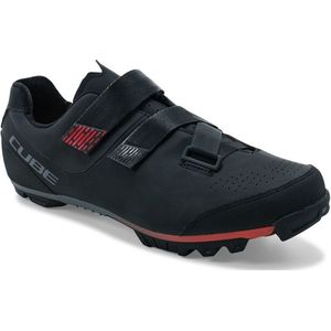 CUBE Fietsschoenen MTB Peak - Sportschoenen - Met klittenband - Zwart/Rood - Maat 44