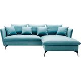 andas Ecksofa »LIVORNO,258 cm, L-Form,«, Schlaffunktion u. Bettkasten (139/224cm), Samt, Struktur, Webstoff