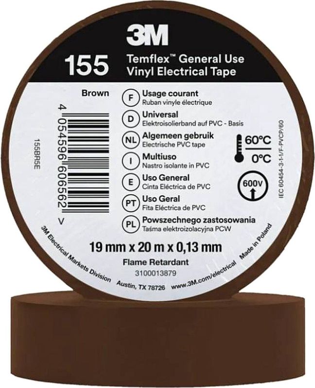 3M - Temflex Isolatietape - PVC - Zwart - 19 mm breedte