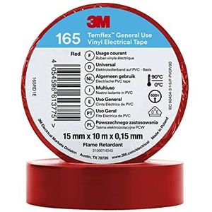 3M™ Temflex™ vinyl isolatietape, 15 mm x 10 m, rood, 100 rollen