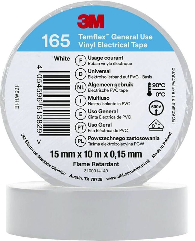 3M - Temflex™ 165 165WH1E Isolierband Temflex™ 165 Weiß (l x b) 10 m x 15 mm 1 St.