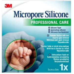 3M - Micropore - Hechtpleister - Hypoallergeen - Siliconen - 5 cm x 10 m