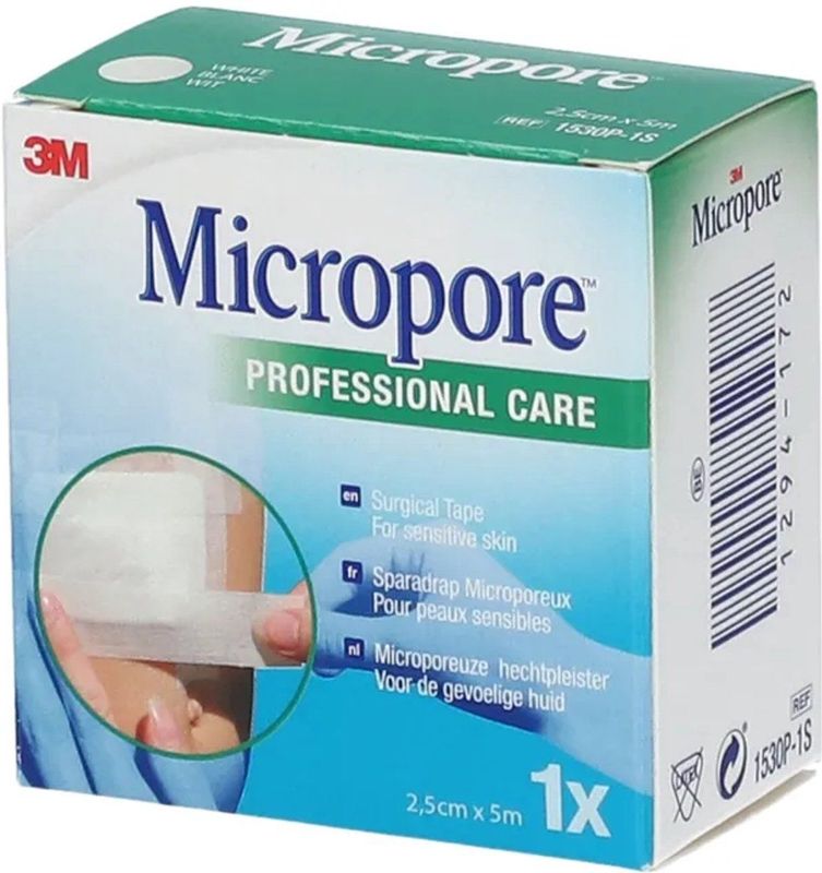 3M - Micropore - Hechtpleister - Wit - Hypoallergeen - Poreus
