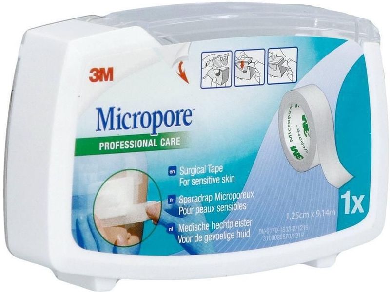 3M Micropore hechtpleister 1.25 x 9.14 Inhoud: 1 Stuks