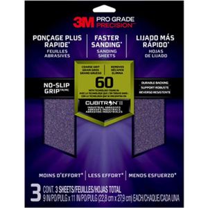 3M Pro Grade Precision schuurpapier (3 vellen) - korrel 60 (grof)