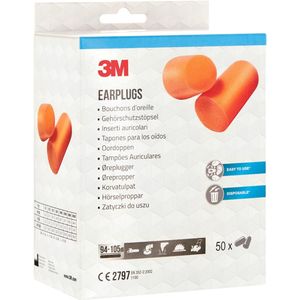 3M Oordopjes 1100, Verpakking, 50 PR/PK (94 TOT 105 Db)