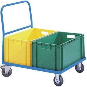 eurokraft pro Magazijnwagen staal, frame l x b = 810 x 610 mm voor stapelbakken, laadvermogen 200 kg