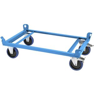 eurokraft pro Onderwagen van staal, voor pallets van 1000 x 800 mm, laadvermogen 1000 kg, laadhoogte 280 mm, blauw