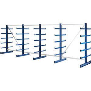 eurokraft pro Draagarmstelling met identieke draagarmlengte, stellinglengte 5400 mm, dubbelzijdig, gentiaanblauw