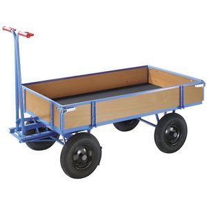 eurokraft pro Handtrekwagen, draagvermogen 1000 kg, met 4 boordwanden, laadvlak 1960 x 960 mm, luchtbanden