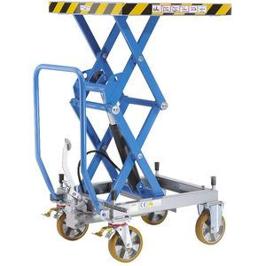 eurokraft pro Dubbele schaar-heftafelwagen, laadvermogen 1000 kg, hefbereik 470 - 1400 mm, polyurethaan banden
