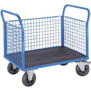 eurokraft pro Platformwagen, 3 hoge gaaswanden, l x b = 1250 x 800 mm, massieve rubberbanden