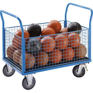 eurokraft pro Platformwagen, 4 hoge gaaswanden, l x b = 1050 x 700 mm, luchtbanden