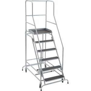 eurokraft pro Mobiele platformtrap, treden met plaatmateriaal met antislip oppervlak, met 6 treden