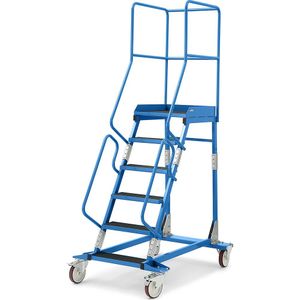 eurokraft pro Mobiele platformtrap, treden met geprofileerd rubber, met 6 treden