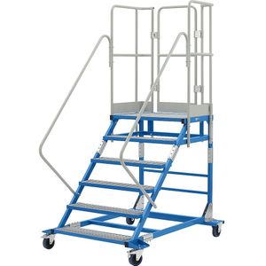 eurokraft pro Platformtrap, met roosterlegbord, platformafmeting = 810 x 510 mm, met 6 treden