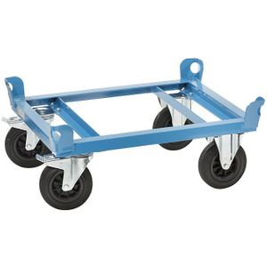 eurokraft pro Onderwagen van staal, voor half-formaat pallets, laadvermogen 500 kg, laadhoogte 280 mm, blauw