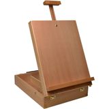 Artina Nancy Tafelkoffer, kunstenaarskoffer, ezel voor spieramen tot 66 cm, kofferezel beukenhout met draaggreep, schilderkoffer met 3 vakken voor kleuren en penselen, verstelbare houten ezel