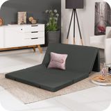 Beautissu opvouwbare matras 120x195 cm Campix - reisbed matras als vouwmatras & gastenmatras inklapbaar- zitblok opvouwbaar - rechthoekig in antraciet