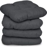 Beautissu - 4er Set Lisa Stuhlkissen 40x40x8 cm Anthrazit
