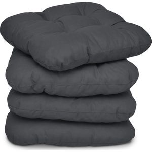 Beautissu - 4er Set Lisa Stuhlkissen 40x40x8 cm Anthrazit
