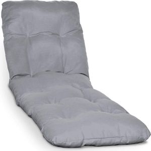 Beautissu Flair RL – Ligbedkussen Tuinkussen Ligstoel – Zonnebed Kussen voor Tuin Meubelen 190x60x8 cm Grijs