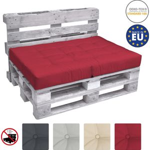 Beautissu Eco Elements palletkussen – zitkussen 120x80x15 cm voor palletbank - kussen rood - palettkussens in matraskussen kwaliteit