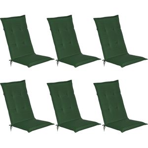 Beautissu Loft HL Kussen Set van 6 Kussens met Hoge Rugleuning - 120 x 50 cm - Donker Groen - Zitkussen UV- Lichtecht Tuinstoelkussen met Schuimkernvulling