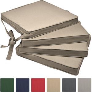 Beautissu Loft SK – Set van 4 Zitkussen Zand 45x40 cm – Stoelkussen met Lint