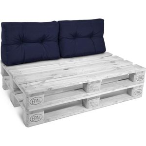Beautissu Style – 2-delig Palletkussen Rugkissen Donker Blauw 60x40 cm voor Palletbank – Matraskussen Kwaliteit