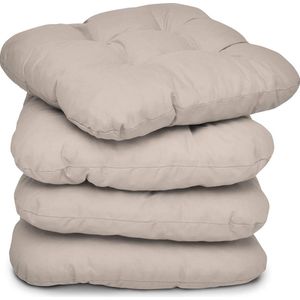 4er Set Beautissu Lisa Stuhlkissen 40x40x8 cm Taupe
