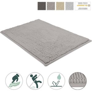 Beautissu Beaumare WR – Badmat Antislip 80x50cm – Douchemat Badkamer Grijs