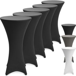 Beautissu Statafelhoes Stella Ø 80 cm statafelrok voor statafel – feest decoratie geschikt voor horeca – feestversiering stretch voor elk tafel – set van 2 zwart