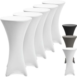 Beautissu Statafelhoes Stella Ø 80 cm statafelrok voor statafel – feest decoratie geschikt voor horeca – feestversiering stretch voor elk tafel – set van 5 wit