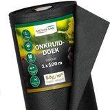 Moorland Anti Onkruid Doek 100m² Tuin 2m breed Waterdoorlatend Membraan Gardur - Sterk Anti Wortel Doek 100% Recyclebare Onkruidbestrijding UV-licht bestendig Zwart voor Tuin, Terras & Bloembed