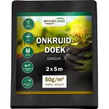 Moorland Anti Onkruid Doek 10m² Tuin 2m breed Waterdoorlatend Membraan Gardur - Sterk Anti Wortel Doek 100% Recyclebare Onkruidbestrijding UV-licht bestendig Zwart voor Tuin, Terras & Bloembed