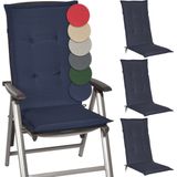 Beautissu Loft HL – Set van 4 Tuinkussens hoge Rug 120x50x6 cm Kussen Donkerblauw Tuinstoelkussens Zitkussen Tuinstoel