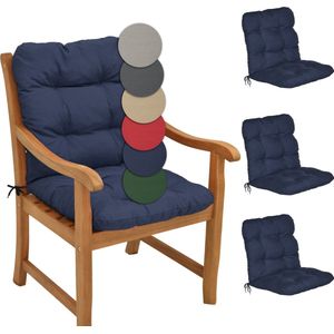 Beautissu Flair NL tuinkussen set van 4 - kussen voor tuin meubelen – zitkussen 100x50x8 cm donkerblauw – tuinkussens in matraskussen kwaliteit