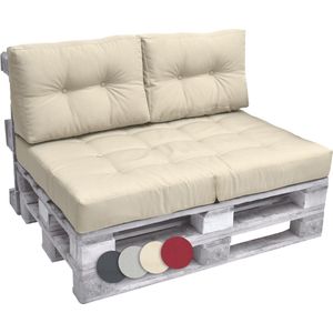 Beautissu Elements – Palletkussen Set – 1x Zitkussen 120x80 cm & 2x Rugkussen 60x40 cm – Natuur