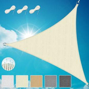 Sol Royal SolVision HS9 Schaduwzeil 6x6x6 m Creme driehoekig - ademende luifel voor terras tuin strandhuis HDPE UV-bescherming zonwering 600x600x600 cm